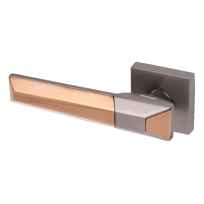 SIMBA : Luxurious Look Mortise Door Lock Handle/Mortise Lock with Brass Lock Body and 60mm Brass Cylinder Set with 3 Brass Computerised Key (Grey and Rose Gold,